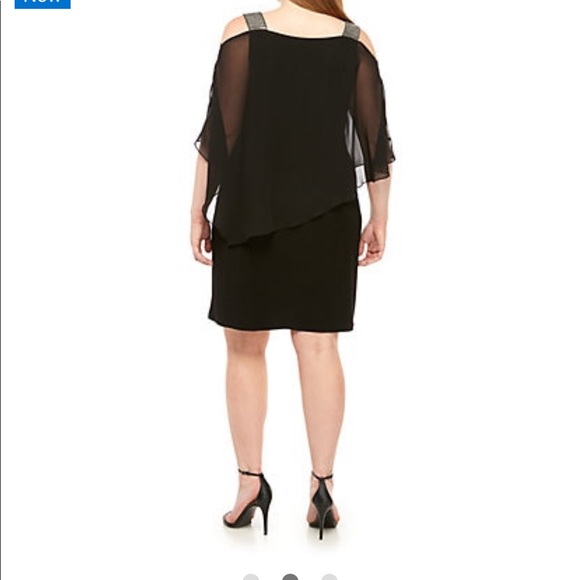 MSK Women Black Chiffon Overlay Cocktail Party Holiday Sheath Dress Comfortable - Picture 2 of 8